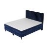 Modrá sametová postel boxspring RHODES 160 x 200 cm