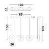 Kouřově šedé skleněné závěsné LED světlo Nova Luce Ballet 102 cm