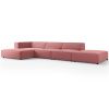 Růžová sametová rohová pohovka Cosmopolitan Design Arendal 341 cm, levá
