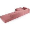 Růžová sametová rohová pohovka Cosmopolitan Design Arendal 341 cm, levá