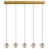 Zlaté skleněné závěsné LED světlo Nova Luce Licio 84 cm