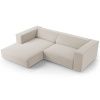 Světle béžová sametová rohová pohovka Cosmopolitan Design Arendal 224 cm, levá