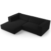 Černá sametová rohová pohovka Cosmopolitan Design Arendal 224 cm, levá