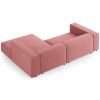 Růžová sametová rohová pohovka Cosmopolitan Design Arendal 224 cm, pravá
