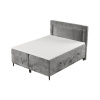 Šedá čalouněná postel boxspring NOBLE 160 x 200 cm