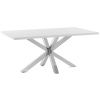 Bílý jídelní stůl Kave Home Argo 180 x 100 cm s nerezovou podnoží