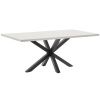Bílý jídelní stůl Kave Home Argo 200 x 100 cm s černou kovovou podnoží