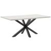 Bílý jídelní stůl Kave Home Argo 180 x 100 cm s černou kovovou podnoží