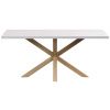 Bílý jídelní stůl Kave Home Argo 180 x 100 cm s přírodní kovovou podnoží