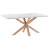 Bílý jídelní stůl Kave Home Argo 180 x 100 cm s přírodní kovovou podnoží