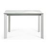 Bílý porcelánový rozkládací jídelní stůl Kave Home Axis 120/180 x 80 cm s šedou podnoží