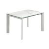 Bílý porcelánový rozkládací jídelní stůl Kave Home Axis 120/180 x 80 cm s šedou podnoží