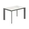 Bílý porcelánový rozkládací jídelní stůl Kave Home Axis II. 120/180 x 80 cm s tmavou podnoží