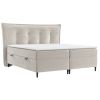 Světle béžová sametová postel boxspring SINAI 160 x 200