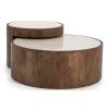 Set dvou béžových mramorových konferenčních stolků Hazel 55/79 cm