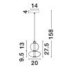 Kouřově šedé skleněné závěsné LED světlo Nova Luce Bally 20 cm