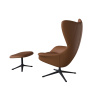 Koňakově hnědé hnědé kožené lounge křeslo FLEXLUX STILO III