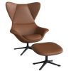Koňakově hnědé hnědé kožené lounge křeslo FLEXLUX STILO III