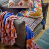 Hnědo-modrý bavlněný pléd Bloomingville Atle 160 x 130 cm -fv-interier-25
