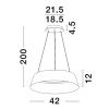 Černé kovové závěsné LED světlo Nova Luce Alba 42 cm