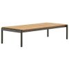 Dřevěný zahradní konferenční stolek Kave Home Sorells 149,2 x 63 cm se zelenou podnoží