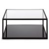 Černý kovový konferenční stolek Kave Home Blackhill 80 x 80 cm se skleněnou deskou