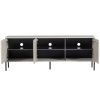Šedobéžový dřevěný TV stolek Gravia 150 x 44 cm