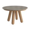 Šedý mramorový rozkládací jídelní stůl Balance 125/225 cm s dubovou podnoží