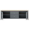 Zelenošedý dřevěný TV stolek Marckeric Misti 180 x 40 cm