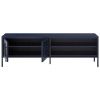 Tmavě modrý kovový TV stolek Marckeric Diora 160 x 35 cm