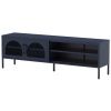 Tmavě modrý kovový TV stolek Marckeric Diora 160 x 35 cm