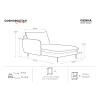 Černá sametová lenoška Cosmopolitan Design Vienna 170 cm, levá