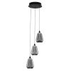 Kouřově šedé skleněné závěsné LED světlo Alish 28 cm