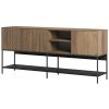 Hnědo-černá komoda Marckeric Amira 180 x 40 cm s dubovým dekorem