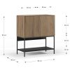 Hnědo-černá komoda Marckeric Amira 80 x 40 cm s dubovým dekorem