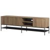 Hnědo-černý TV stolek Marckeric Amira 180 x 35 cm s dubovým dekorem