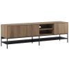 Hnědo-černý TV stolek Amira 180 x 35 cm s dubovým dekorem