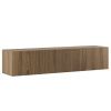 Hnědý TV stolek Daroca 180 x 35 cm s dubovým dekorem