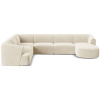 Světle béžová sametová rohová pohovka do "U" Cosmopilitan Design Campi 330 cm, levá