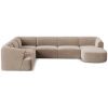 Béžová sametová rohová pohovka do "U" Cosmopilitan Design Campi 330 cm, levá