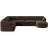 Tmavě hnědá sametová rohová pohovka do "U" Cosmopilitan Design Campi 330 cm, levá