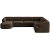 Tmavě hnědá sametová rohová pohovka do "U" Cosmopilitan Design Campi 330 cm, pravá