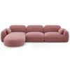 Růžová sametová rohová pohovka Cosmopolitan Design Sydney 320 cm, levá