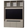 Světle šedá dřevěná TV stěna Meggy 215 x 160 cm