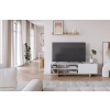 Bílý lakovaný TV stolek Cequoia 160 x 35,5 cm s dubovým dekorem -fv-interier-25