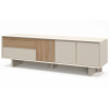 Béžový TV stolek Marckeric Carpi 180 x 45 cm s dubovým dekorem