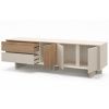 Béžový TV stolek Marckeric Carpi 180 x 45 cm s dubovým dekorem