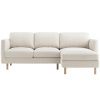 Bílá sametová rohová pohovka Eden 223 cm, pravá
