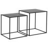 Set dvou černých kovový odkládací stolků Alrik 34x34 / 38x38 cm