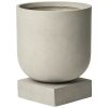 Šedý cementový květináč Podium 33 cm